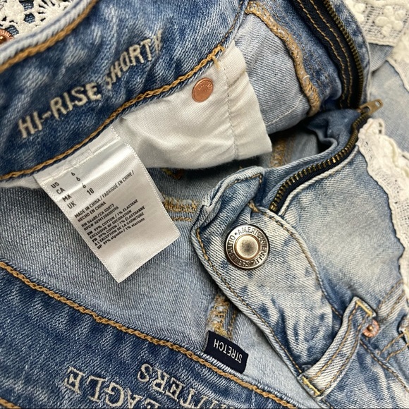 American Eagle Womens Size 6 Hi Rise Shortie Shorts Jean Lace Stretch #0424 - Picture 9 of 11